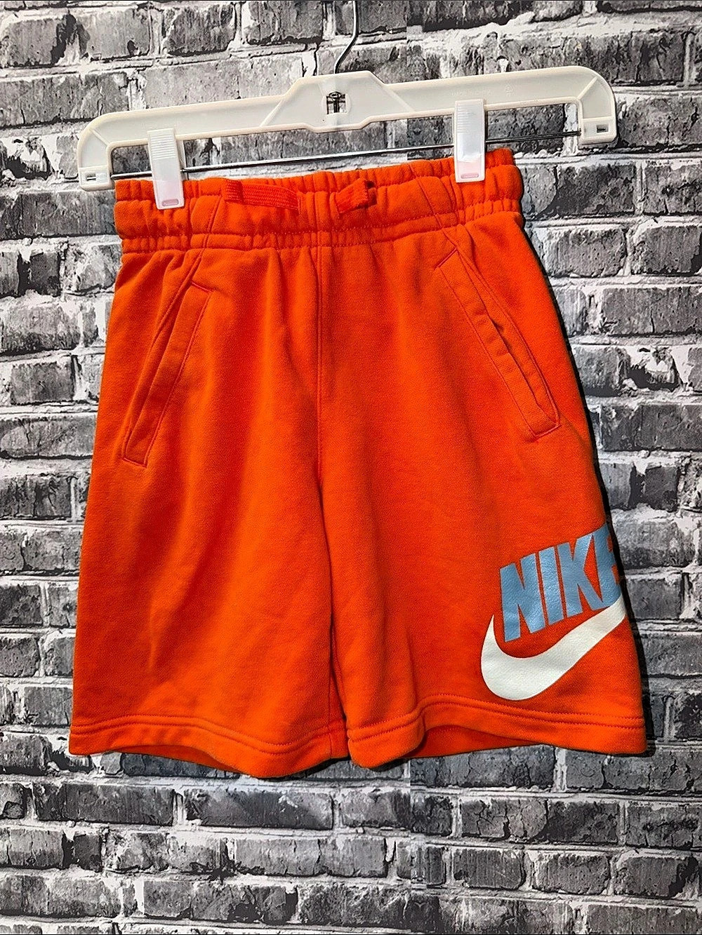 Nike Club Fleece Swoosh Graphic Shorts Boys Orange Size Small